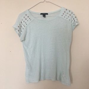 FOREVER 21 light blue studded top
